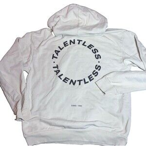 Talentless Sz XL cream white Cotton Pullover Hoodie Streetwear heavyweight